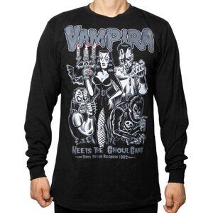 Vampira Meets Ghoul Gang Licensed LS Shirt Tee Gothic Horror S-M-L-XL-2X-3X NWT